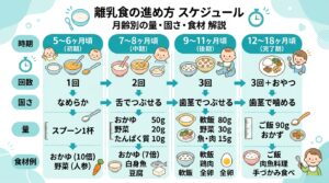 離乳食の進め方スケジュール - 月齢別の量・固さ・食材を徹底解説