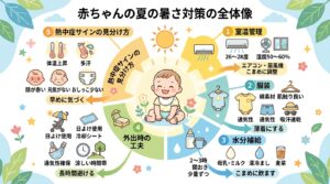 赤ちゃんの夏の暑さ対策 - 月齢別の服装・室温管理・熱中症予防まとめ