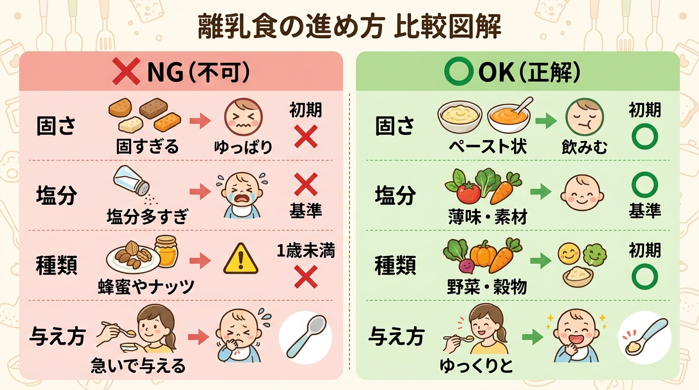 離乳食のNG例vs正解