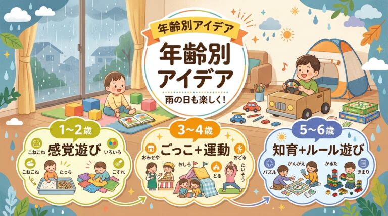 子供の雨の日の室内遊び - 1〜6歳の年齢別アイデアと事故防止のポイント