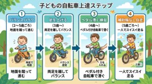 子どもの自転車の練習は何歳から？年齢の目安と上達のコツを解説