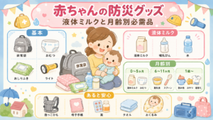 赤ちゃんの防災グッズリスト - 液体ミルク備蓄と月齢別の必需品まとめ