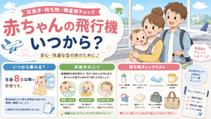 赤ちゃんは飛行機にいつから乗れる？耳抜きと持ち物のコツを帰省前にチェック