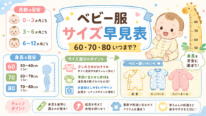 ベビー服サイズ早見表 - 60・70・80はいつまで？月齢×身長の目安と選び方