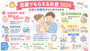 出産でもらえるお金一覧【2026年版】 - 出産育児一時金・手当金・給付金の金額と申請先
