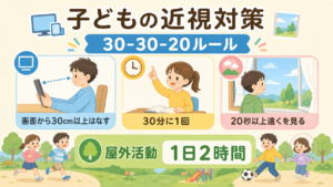 子どもの近視対策｜屋外2時間と30-30-20ルールで進行を抑える