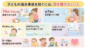 子どもの溺水事故の74%は家庭のお風呂、防ぐには目を離さないこと