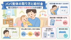パパ育休の取り方と給付金｜最大28日が手取り10割相当になる仕組み